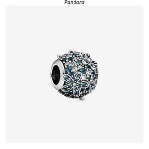 Pandora Blue and Silver Floral Charm Bracelet